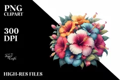 Colorful Hibiscus Bouquet | Clipart Product Image 3