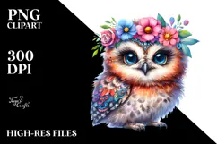 Happy Baby Owl Posing PNG Product Image 2