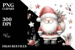 Washed Watercolor Whimsicall Santa PNG Product Image 3