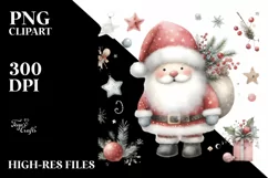 Washed Watercolor Whimsicall Santa PNG Product Image 3