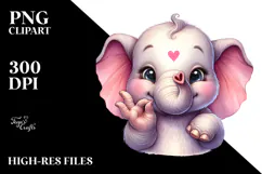 Cute Elephant Portrait Watercolor Love Product Image 2