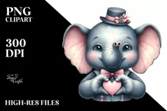 Whimsical Elephant Portrait Love Sign Watercolor Product Image 3