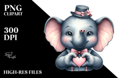 Cute Elephant Portrait Watercolor Love Product Image 2