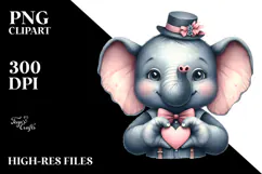 Cute Elephant Portrait Watercolor Love Product Image 2