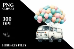 Vintage Dirty Van Watercolor PNG Product Image 1