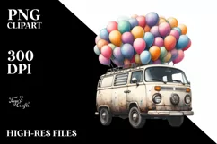 Vintage Dirty Van Watercolor PNG Product Image 1