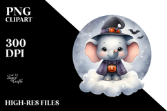 Cute Baby Elephant on Cloud, PNG Product Image 2