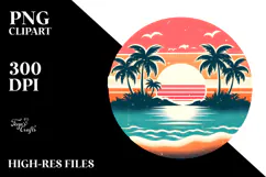 Retro Tropical Island Sunset, 20 oz Tumbler Product Image 2