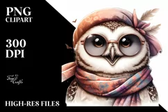 Smiling Owl with Silk Scarf | Sublimation Clipart Product Image 3