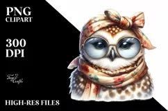 Adorable Owl with Silk Scarf | Sublimation Clipart Product Image 3