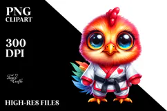 baby Rooster in Karate Outfit, PNG Product Image 2