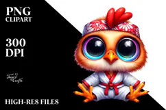baby Rooster in Karate Outfit, PNG Product Image 2