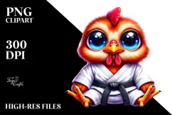 baby Rooster in Karate Outfit, PNG Product Image 2