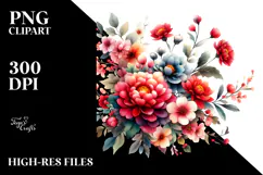 Colorful Red Flowers PNG Product Image 2