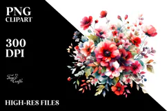 Colorful Red Flowers PNG Product Image 2