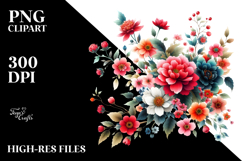 Colorful Red Flowers PNG Product Image 2