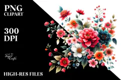 Colorful Red Flowers PNG Product Image 2