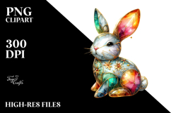 Colorful Bunny on Splashy Background PNG Product Image 2