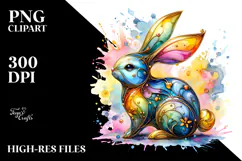 Colorful Bunny on Splashy Background PNG Product Image 2