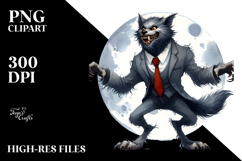 Funny Werewolf Halloween Clipart, PNG Product Image 2