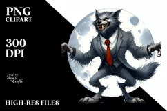 Funny Werewolf Halloween Clipart, PNG Product Image 3