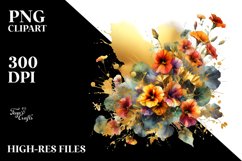 Vibrant Bouquet with Nasturtium | Sublimation Clipart Product Image 1