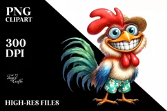 Funny Rooster Beachwear Big Eyes Clipart Product Image 3
