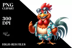 Funny Rooster Beachwear Big Eyes Clipart Product Image 3