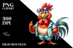 Funny Rooster Beachwear Big Eyes Clipart Product Image 2