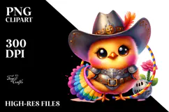 Baby Chicken in Cowboy Hat PNG Product Image 2