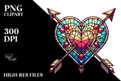 Retro Stained Heart with Arrow, PNG Product Image 2