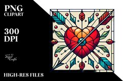 Retro Stained Heart with Arrow, PNG Product Image 2