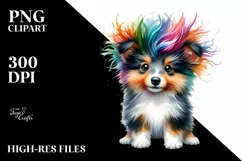 Cute Collie with Crazy Haircut PNG Product Image 1