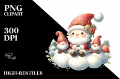 Vintage Santa with Gnomes PNG Product Image 3