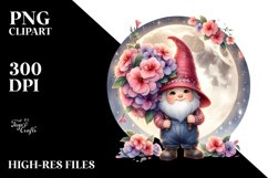 Gnome with Impatiens Floral Frame PNG Product Image 2