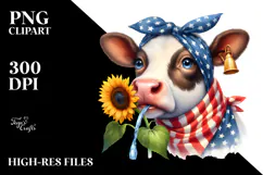 Cow Portrait Wearing Bandana | Clipart Product Image 2