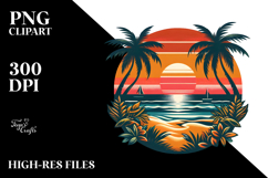 Retro Tropical Beach Sunset PNG Product Image 2
