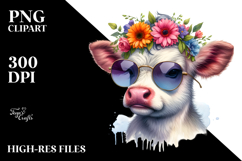 Modest Baby Cow Posing PNG Product Image 2