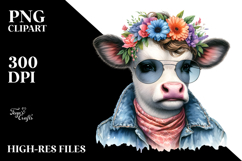 Modest Baby Cow Posing PNG Product Image 2