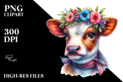 Modest Baby Cow Posing PNG Product Image 2