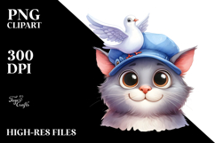 Funny Cat with Dove Hat | Clipart Product Image 2