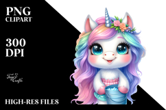 Smiling Baby Unicorn Bubble Bucket PNG Product Image 2