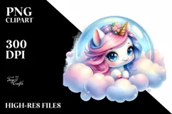 Baby Unicorn on a Bubble | Sublimation | Clipart Product Image 1