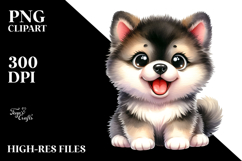 Baby Cartoon Akita with Big Eyes PNG Product Image 2