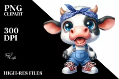 Baby Cow Big Eyes Bandana Clipart Product Image 3