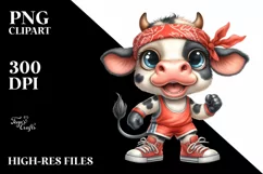 Baby Cow Big Eyes Bandana Clipart Product Image 3