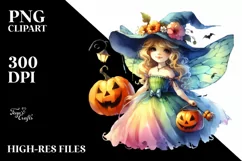 Vibrant Halloween Fairy Clipart Product Image 1