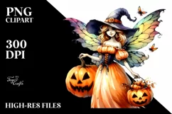 Vibrant Halloween Fairy Clipart Product Image 3