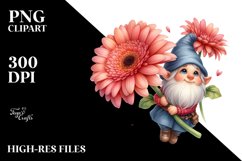 Floating Cute Gnome with Gerbera PNG Product Image 2