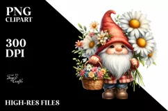 Detailed Cute Gnome Holding Basket Daisy | Sublimation | Product Image 3